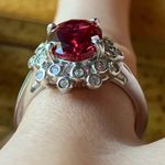Lab Created Red Sapphire Sterling Silver Cocktail Ring Photo 1