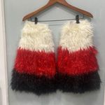 Red White Black EDC Sparkly Rave GoGo Fuzzy Fuzzies Leg Warmers Handmade Photo 0