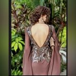 ZARA   ZW Collection Sequin Embroidered Long Dress Size L Brown Photo 5