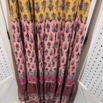Nox Ros Maxi Dress Bohemian Floral Print Yellow Pink Tiered Spaghetti Strap M Size M Photo 2