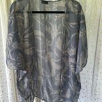 Zenobia Hawaiian Graphic Dot Art Tropical Leaves Sheer Dolman Sleeve Cardigan 2X Photo 1