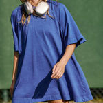 Free People Movement Icon Tee Ultra Indigo Blue Medium M Oversized Short Sleeve Photo 0