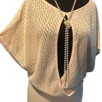 Cache Pink Knit Peek A Boo Faux Wrap Top New Metallic Kissed Plunging V NWT $118 Photo 5