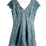 nha khanh On Cloud Nine Teal Blue Lace Tulle Cap Sleeve V Photo 4