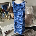 Big Dogs Big dog Vtg 80’s 90’s blue tropical Hawaiian print shift dress M Photo 6