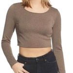 BP . Scoop Crop Long Sleeve Thick Knit Brown Dot Top size Medium Photo 0