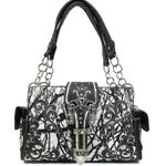 Rhinestone Buckle Branch Camouflage Women's Handbag Purse Black Photo 0