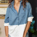 Frank & Eileen  button Shirt size M Womens Distressed Long Sleeve Cotton Photo 0