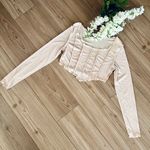 Boutique Beige Ribbed Crop Top Photo 1