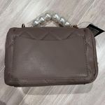 Badgley Mischka NWT Crossbody Bag Quilted Studded Pearl Handle Chain Strap Taupe Photo 8