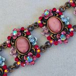 Vintage Copper Floral Chain Bracelet Red Photo 4
