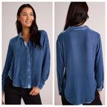 Bella Dahl Clean Long Sleeve Shirt Nordic Blue Velvet Size Small Photo 1