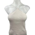 ZARA  White Ribbed Knit Halter Neck Spaghetti Strap Stretch Cami Tank Top Size L Photo 0