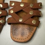 Vince Camuto Vazista Brown Leather Gold Studded Slide Sandals Size 8 Photo 4