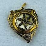 Avon Solid Perfume Jewelry Pin Brooch Puffed Leaf Gold Tone Faux Pearl Accent Photo 4