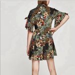 ZARA  Z1975 Denim Floral Hibiscus Short ShirtDress Bell Sleeves Womens Size Large Photo 4
