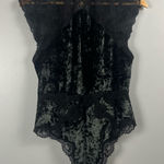 Victoria's Secret Victoria’s Secret crushed green velvet black lace thong bodysuit size large Photo 0