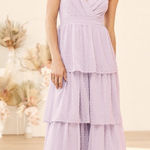 Lulus  Lilac Tiered Swiss Dot Maxi Dress Photo 0