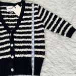 NWT Industry Navy & White Striped Knit Cropped 3/4 Sleeve V Photo 2