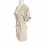 & Other Stories & Other Stories Short Sleeve Linen Wrap Mini Dress in Beige size 0 Photo 3