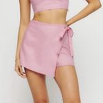 Reformation Pink Linen Wrap Skort Photo 1