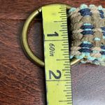 47 Woven Braided Aqua Tan Cream Belt ” End to End With Circle Metal Ring Buckle Photo 7