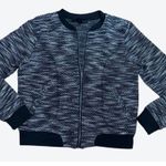Almost Famous Black White Knit Zip Front Crew Neck Bomber Jacket Size Large Photo 8