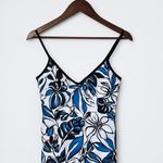 Banana Republic Floral Slip Midi Dress Blue White Linen Cotton Size 6 Tall Photo 3