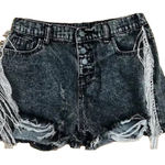 NWT Savanna Jane Rhinestone Black Denim Shorts High Waist Small Frayed Festival Photo 0