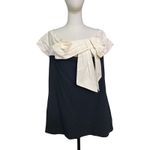 Maeve Anthropologie Bow Front Mini Dress Black White NWT Medium Petite Photo 3