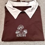 Romwe Brown Mushroom Collared Long Sleeve Sweatshirt Photo 3