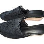 Women’s Espadrille Summer Wedge Slip On Crochet Size 10 Black 2” Wedge Boho New Photo 2