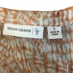 Susan Graver  Abstract V Neck Long Sleeve Tiered Hem Semi Sheer Tunic Top Shirt Photo 5