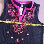 Soma Womens Tunic Top Black Sleeveless Notch Neck Stretch Crochet Blouse M Size M Photo 5