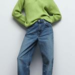 ZARA Ribbed Collar Relaxed Sweater Cardigan Photo 5