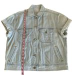 Via Penny Lane Reworked Apparel | Journey Custom Denim Button Up Shirt Medium Blue Photo 3