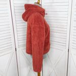PINK - Victoria's Secret Pink Victoria’s Secret Funnel Neck Cropped Teddy Hoodie Jacket Rust Orange Small Photo 2