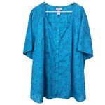 Catherines Blue Gingham Floral Short Sleeve Casual Button Up Shirt Size 4X Photo 1