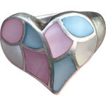 Southwestern Sterling Silver Multicolor Mother Of Pearl Heart Mosaic Ring size 9 Pink Photo 0
