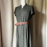 Talbots Vintage Pure Silk Olive Button Front Maxi Dress 18 Photo 1