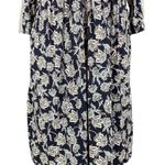 J.Jill  Navy Floral Split Neck Oversized 3/4 Sleeve Knit Dress Photo 4