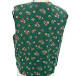 Karen Scott Vintage 90's Vest Button Front Floral Print Green Size Medium Cotton Photo 5