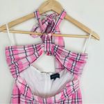 Majorelle ‘Florian’ midi dress in pink plaid w/ halter tie neck & bandeau top. S Photo 5