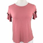 Topshop Dusty Pink Cute Cut Out Bow Detail Short Sleeve Tee Photo 0