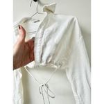 House Of CB  Iris Long Sleeve Wrap Around Cropped Shirt Off White Women's Size XS Photo 3