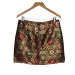 Pretty Little Thing  Brocade Mini Skirt Metallic Floral Zipper Gold Size 10 NWT Photo 2