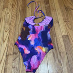 Jonathan Simkhai Judite Watercolor‎ One Piece Cut Out Bathing Suit Size Small Photo 8