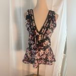 Bebe  Floral Sleeveless Blouse with Lace Trim – Size Medium Photo 4