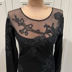 Boston Proper  Black Mesh Embroidered Top Whimsigoth Goth Dark Romantic Photo 1