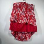 Womens Skirt M Maxi Midi Red Tiered Ditsy Floral Stretch Waist Boho Cottage Size M Photo 5